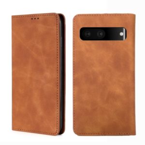 For Google Pixel 7 5G Skin Feel Magnetic Horizontal Flip Leather Phone Case(Light Brown) (OEM)