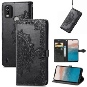 For Nokia C21 Plus Mandala Flower Embossed Leather Phone Case(Black) (OEM)