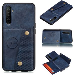 For OPPO X50 Pro 5G Double Buckle PU + TPU Shockproof Magnetic Protective Case with Card Slot & Holder(Blue) (OEM)