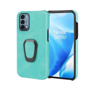 For OnePlus Nord N200 5G Ring Holder PU Phone Case(Mint Green) (OEM)