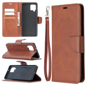 For Samsung Galaxy A42 5G Retro Lambskin Texture Pure Color Horizontal Flip PU Leather Case with Holder & Card Slots & Wallet & Lanyard(Brown) (OEM)