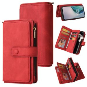 For OnePlus Nord N10 5G Skin Feel PU + TPU Horizontal Flip Leather Case With Holder & 15 Cards Slot & Wallet & Zipper Pocket & Lanyard(Red) (OEM)