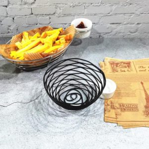 Wrought Iron Fruit Portable Storage Basket Bread French Fries Fried Snacks Portable Basket Small Messy Wire (OEM)