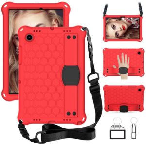 For Galaxy Tab A8 10.5 2021 X200/X205 Honeycomb EVA+PC Tablet Case with Strap(Red +Black) (OEM)