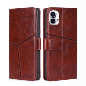 For Nothing Phone 1 Geometric Stitching Leather Phone Case(Dark Brown) (OEM)
