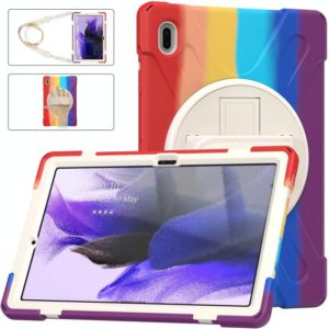 For Samsung Galaxy Tab S7 FE T730 / S7+ / S9+ /S8+ Silicone + PC Protective Case with Holder & Shoulder Strap(Colorful Red) (OEM)