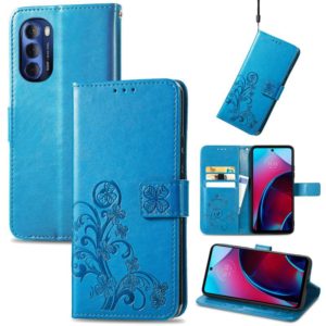For Motorola Moto G Stylus 5G 2022 Four-leaf Clasp Embossed Buckle Leather Phone Case(Blue) (OEM)