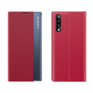 For Galaxy A50 / A30S / A50S Plain Texture Cloth Attraction Flip Holder Leather Phone Case(Red) (OEM)