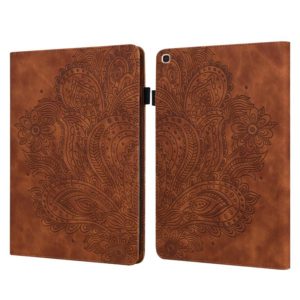 For Samsung Galaxy Tab A 10.1 (2019) T510 Peacock Embossed Pattern TPU + PU Horizontal Flip Leather Case with Holder & Card Slots & Wallet(Brown) (OEM)