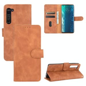 For Motorola Moto Edge Solid Color Skin Feel Magnetic Buckle Horizontal Flip Calf Texture PU Leather Case with Holder & Card Slots & Wallet(Brown) (OEM)