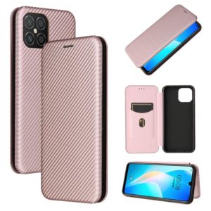 For Huawei nova 8 SE Carbon Fiber Texture Horizontal Flip TPU + PC + PU Leather Case with Card Slot(Pink) (OEM)
