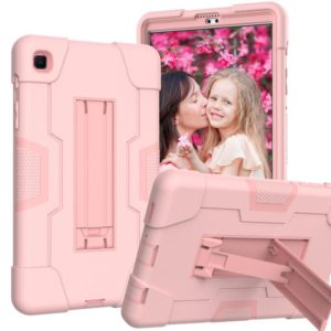 For Samsung Galaxy Tab A7 10.4 (2020) Contrast Color Robot Shockproof Silicone + PC Protective Case with Holder(Rose Gold) (OEM)