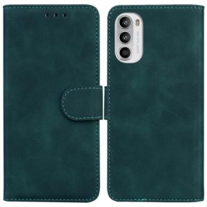 For Motorola Moto G52 Skin Feel Pure Color Flip Leather Phone Case(Green) (OEM)