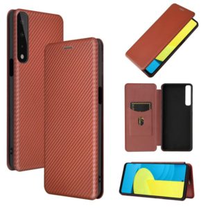 For LG Stylo 7 Carbon Fiber Texture Horizontal Flip TPU + PC + PU Leather Case with Card Slot(Brown) (OEM)