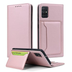 For Samsung Galaxy A71 Strong Magnetism Liquid Feel Horizontal Flip Leather Case with Holder & Card Slots & Wallet(Rose Gold) (OEM)