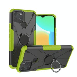 For Infinix Smart 6 Armor Bear Shockproof PC + TPU Phone Protective Case with Ring Holder(Green) (OEM)