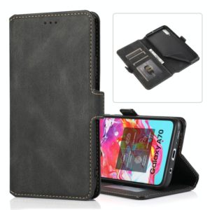 For Samsung Galaxy A70 Retro Magnetic Closing Clasp Horizontal Flip Leather Case with Holder & Card Slots & Photo Frame & Wallet(Black) (OEM)