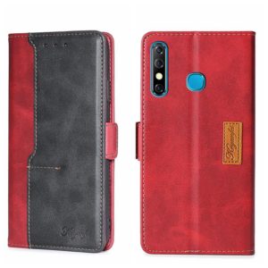 For Infinix Hot 8/Hot 8 Lite/Tecno Camon 12 Contrast Color Side Buckle Leather Phone Case(Red + Black) (OEM)
