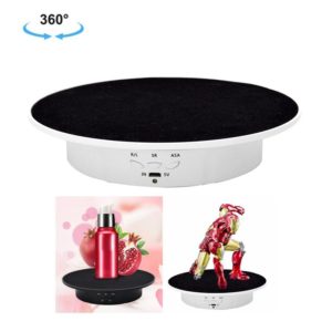 20cm USB Electric Rotating Turntable Display Stand Video Shooting Props Turntable for Photography, Load: 8kg(White Base Black Velvet) (OEM)