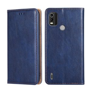 For Nokia C21 Plus Gloss Oil Solid Color Magnetic Leather Phone Case(Blue) (OEM)