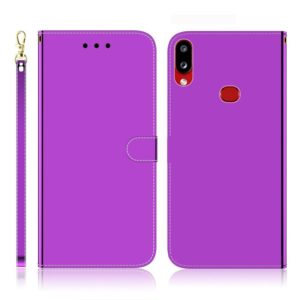 For Galaxy A10s Imitated Mirror Surface Horizontal Flip Leather Case with Holder & Card Slots & Wallet & Lanyard(Purple) (OEM)