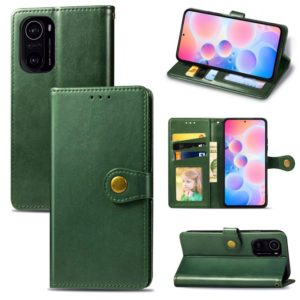 For Xiaomi Redmi K40 / K40 Pro / K40 Pro+ Solid Color Leather Buckle Phone Case with Lanyard & Photo Frame & Card Slot & Wallet & Stand Function(Green) (OEM)