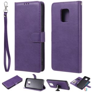 For Xiaomi Redmi 10X 5G / 10X Pro 5G 2 in 1 Solid Color Detachable PU Leather Case with Card Slots & Magnetic Holder & Photo Frame & Wallet & Strap(Purple) (OEM)