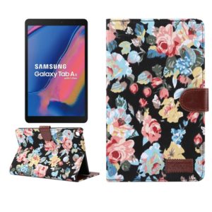 Flower Cloth Texture PC Horizontal Flip Leather Protective Case for Galaxy Tab A 8 (2019) P200 / P205 , with Holder & Card Slots & Wallet & Photo Frame(Black) (OEM)