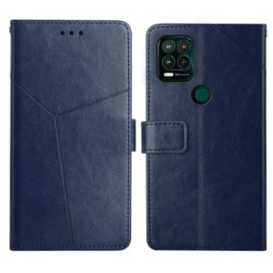 For Motorola Moto G Stylus 5G Y Stitching Horizontal Flip Leather Phone Case with Holder & Card Slots & Wallet & Photo Frame(Blue) (OEM)
