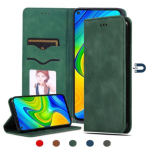 For Redmi Note 9 / Redmi 10X 4G Retro Skin Feel Business Magnetic Horizontal Flip Leather Case(Army Green) (OEM)