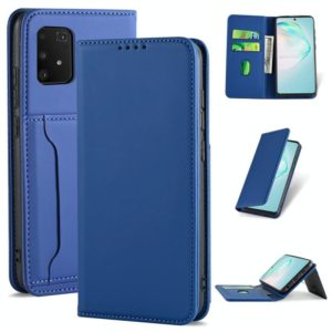 For Samsung Galaxy M80s Strong Magnetism Shockproof Horizontal Flip Liquid Feel Leather Case with Holder & Card Slots & Wallet(Blue) (OEM)