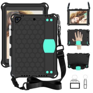 For iPad Air / Air 2 / Pro 9.7 / iPad 9.7 (2017) / iPad 9.7 (2018) Honeycomb Design EVA + PC Four Corner Shockproof Protective Case with Straps (Mint Green) (OEM)