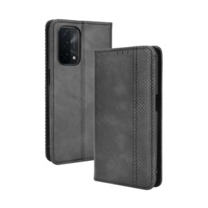 For OPPO A93 5G Magnetic Buckle Retro Crazy Horse Texture Horizontal Flip Leather Case with Holder & Card Slots & Photo Frame(Black) (OEM)
