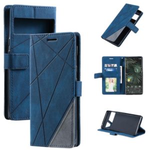 For Google Pixel 6 Skin Feel Splicing Leather Phone Case(Blue) (OEM)