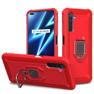 For OPPO Realme 6 Pro Carbon Fiber Protective Case with 360 Degree Rotating Ring Holder(Red) (OEM)