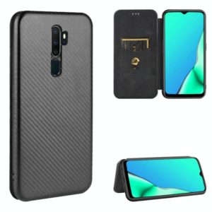 For OPPO A9 (2020) / A11 / A11X / A5 (2020) Carbon Fiber Texture Horizontal Flip TPU + PC + PU Leather Case with Card Slot(Black) (OEM)