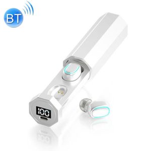 C1 Bluetooth 5.0 TWS Polygonal Touch Digital Display True Wireless Bluetooth Earphone with Charging Box(White) (OEM)