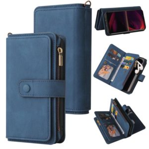For Sony Xperia 5 III Skin Feel PU + TPU Horizontal Flip Leather Case With Holder & 15 Cards Slot & Wallet & Zipper Pocket & Lanyard(Blue) (OEM)