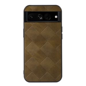 For Google Pixel 7 Pro 5G Weave Plaid PU Phone Case(Green) (OEM)