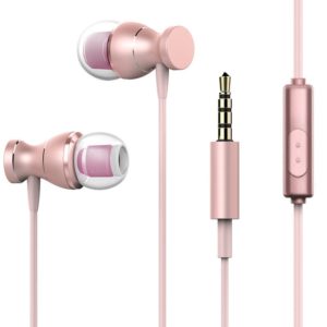 3.5mm Jack Noise Reduction Wire-controlled Earphone for Android Phones / PC / MP3 Players / Laptops, Cable Length: 1.2m(Rose Gold) (OEM)