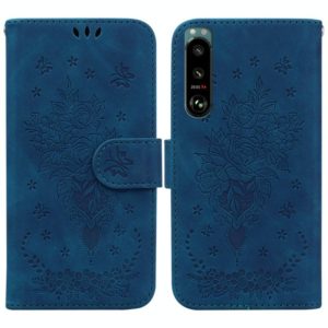 For Sony Xperia 5 III Butterfly Rose Embossed Leather Phone Case(Blue) (OEM)