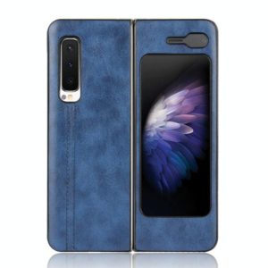 For Samsung Galaxy Fold 4G / Fold 5G / W20 5G Shockproof Sewing Cow Pattern Skin PC + PU + TPU Case(Blue) (OEM)
