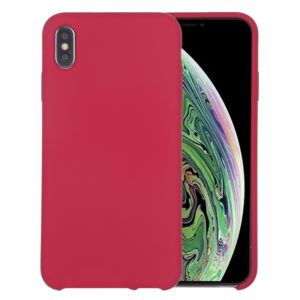 For iPhone XS Max Four Corners Full Coverage Liquid Silicone Protective Case Back Cover(Rose Red) (OEM)