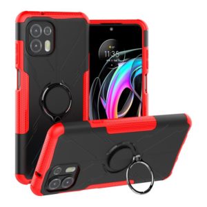 For Motorola Moto Edge 20 Lite Armor Bear Shockproof PC + TPU Phone Protective Case with Ring Holder(Red) (OEM)