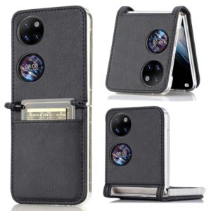 For Huawei P50 Pocket Litchi Pattern Card Folding Phone Case(Black) (OEM)