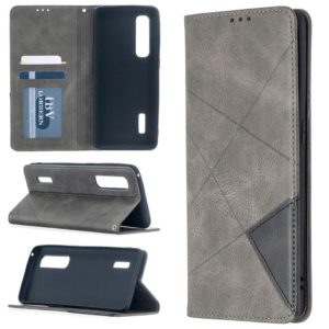 For OPPO Find X2 Pro Rhombus Texture Horizontal Flip Magnetic Leather Case with Holder & Card Slots(Grey) (OEM)