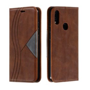For Xiaomi Redmi Note 7 Splicing Color Magnetic Hem Horizontal Flip Leather Case with Holder & Card Slots(Brown) (OEM)