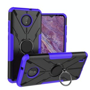 For Nokia C10 / C20 Armor Bear Shockproof PC + TPU Phone Protective Case with Ring Holder(Purple) (OEM)