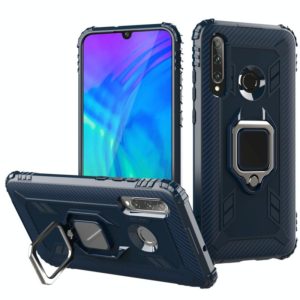 For Huawei Enjoy 9S Carbon Fiber Protective Case with 360 Degree Rotating Ring Holder(Blue) (OEM)