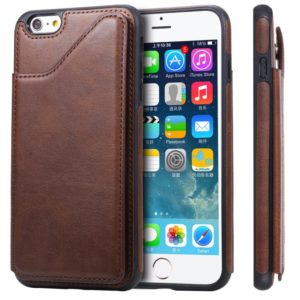 For iPhone 6 Plus Shockproof Calf Texture Protective Case with Holder & Card Slots & Frame(Coffee) (OEM)